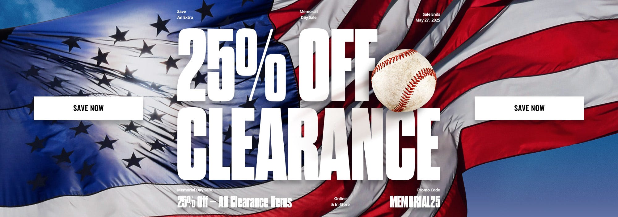 Memorial Day Sale: 25% off clearance