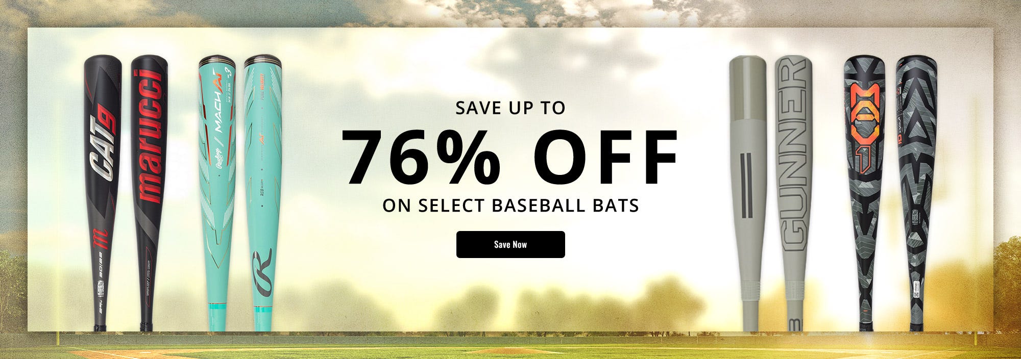 Save up to 76% on select baseball bats