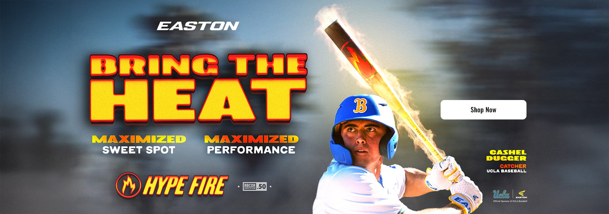 Easton 2026 Hype Fire BBCOR Bat. Bring the heat.