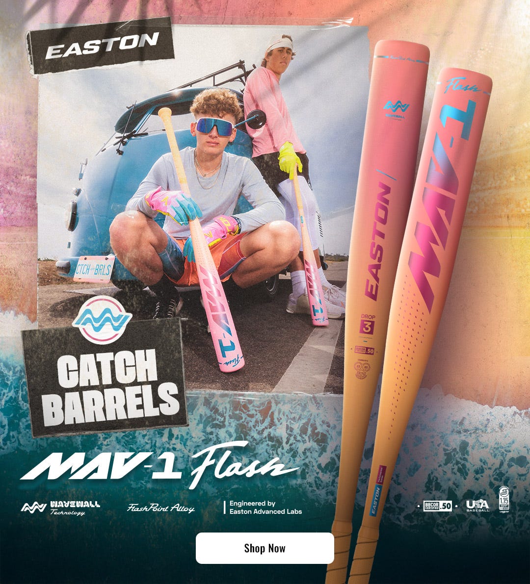 Easton MAV1 Flash Baseball Bats: Catch Barrels