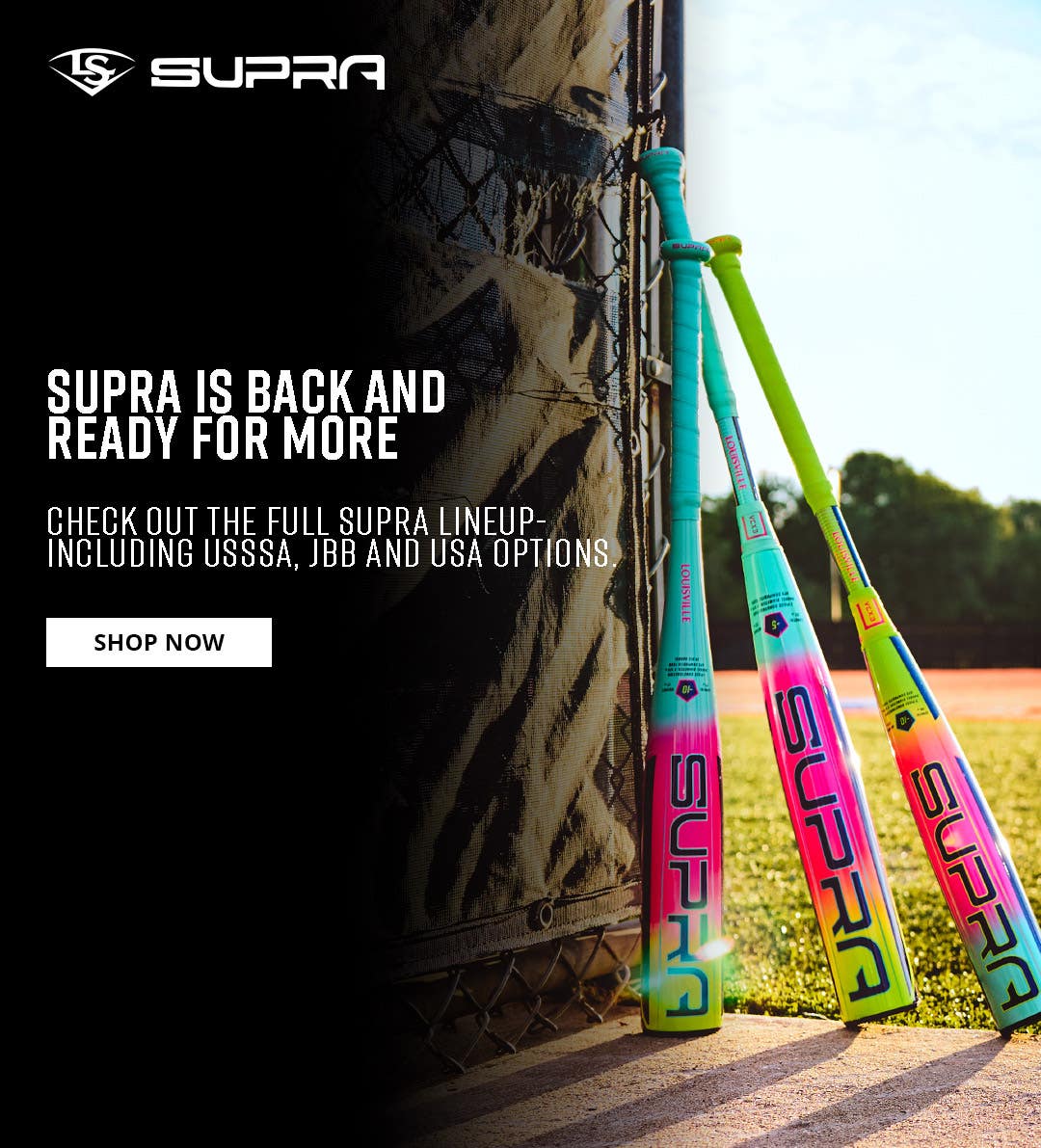 Louisville Slugger Supra is back and ready for more. Check out the full Supra lineup - including USSSA, JBB and USA options.