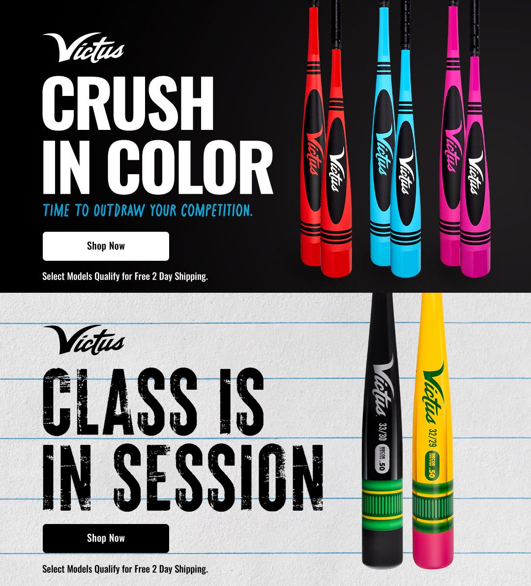Victus Vibe Special Edition Baseball Bats: Crayon & Pencil