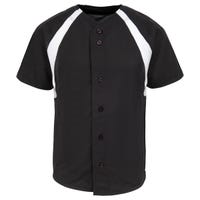 Mizuno Full Button Colorblock Boys Jersey in Black/White Size X-Large