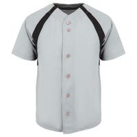Mizuno Full Button Colorblock Boys Jersey in Gray/Black Size Medium