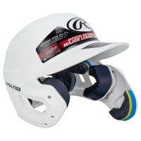 Rawlings Mach Adjust Matte Batting Helmet w/ EXT Flap in White (Left Handed Batter)
