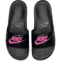 Nike Benassi JDI Womens Slide Sandals - Black/Vivid Pink/Black Size 7.0