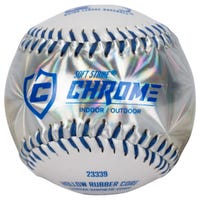 Franklin MLB Soft Strike Chrome Tee Ball in Silver/Blue Size 9 in