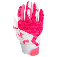 Under Armour Radar Womens Fastpitch Batting Gloves in White/Pink Size Large
