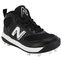 New Balance 3000v6 Boys Mid TPU Molded Baseball Cleats in Black/White Size 1.5