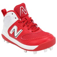 New Balance 3000v6 Boys Mid TPU Molded Baseball Cleats in Red/White Size 1.0