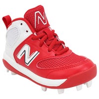 New Balance 3000v6 Boy's Mid TPU Molded Baseball Cleats in Red/White