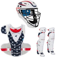 Easton Jen Schro The Very Best Fastpitch Softball Catcher's Kit in White/Red Blue Size Medium