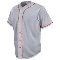 Majestic 684Y Cool Base HD Braided Youth Baseball Jersey in Gray/Red Size Medium