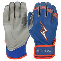 Bruce+Bolt Premium Pro Nimmo Series Mens Short Cuff Batting Gloves in Blue/Orange Size Large