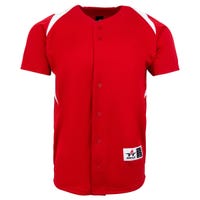 Alleson 527Y Full Button Youth Baseball Jersey in Red/White Size Large