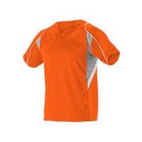 Alleson 529 Two-Button Henley Adult Baseball Jersey in Orange/Gray Size Small