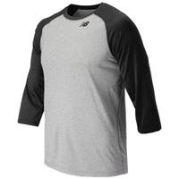 New Balance TMMT601 3/4 Raglan Sleeve Men's Baseball Top in Black Size