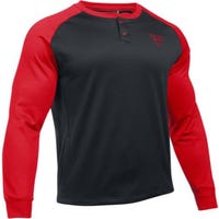 Under Armour Men's Baseball Training Henley in Black/Red Size