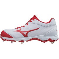 Mizuno 9-Spike Advanced Sweep 3 Womens Low Cut Metal Fastpitch Cleats in White/Red Size 6.0