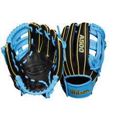 Wilson A500 10.5" Baseball Glove - Black/Cool Blue/Optic Yellow - 2026 Model