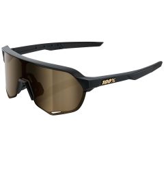 100% S2 Matte Black w/ Flash Gold Lens Senior Sunglasses