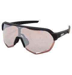 100% S2 Soft Tact Black Adult Sunglasses w/ Hiper Crimson Silver Mirror Lens - 2022
