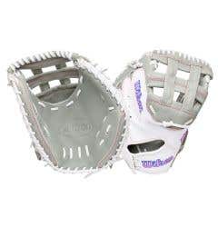 Wilson A1000 CM33 33" Fastpitch Softball Catcher's Mitt - Gray/White/Pink (2027)