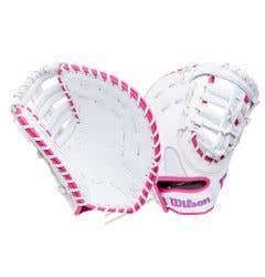 Wilson A1000 1620 12.5" Fastpitch Softball First Base Mitt - White/Flamingo Pink (2027)