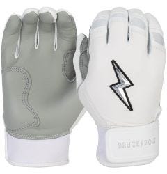 Bruce+Bolt Premium Cabretta Leather Short Cuff Youth Batting Gloves - 2020 Model - Chrome