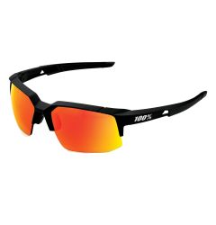 100% Speedcoupe Soft Tact Black Adult Sunglasses w/ Hiper Red Multilayer Mirror Lens