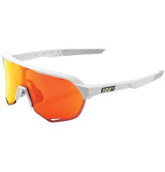 100% S2 Soft Tact White Adult Sunglasses w/ Hiper Red Multilayer Mirror Lens