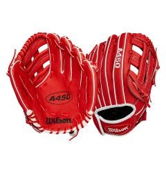 Wilson A450 11" Youth Baseball Glove - Red/White - 2024 Model