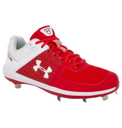 red and black under armour baseball cleats