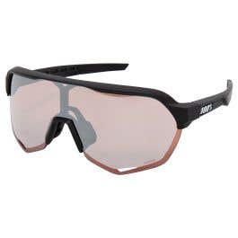 100% S2 Soft Tact Black Adult Sunglasses w/ Hiper Crimson Silver