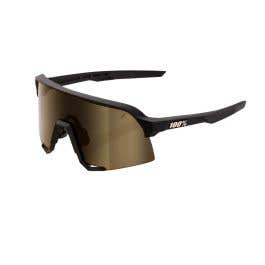 100% S3 Soft Tact Black Adult Sunglasses w/ Soft Gold Mirror Lens