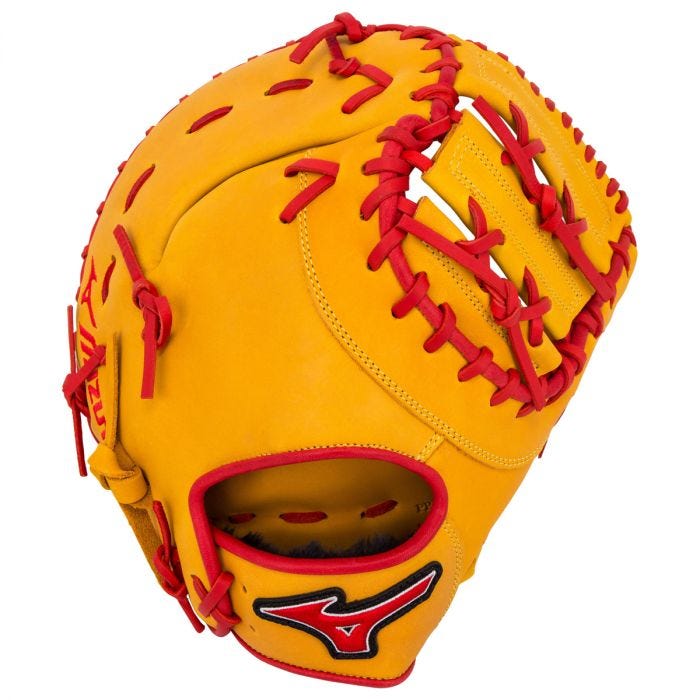 red baseball mitt