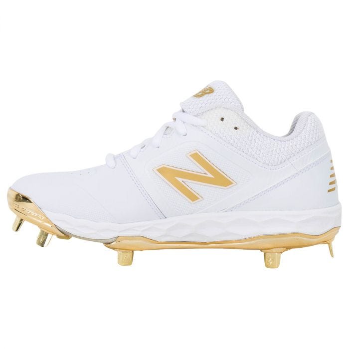 new balance white and gold cleats - 58 