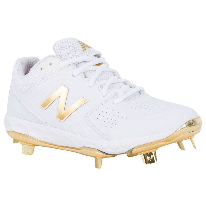 white new balance metal softball cleats