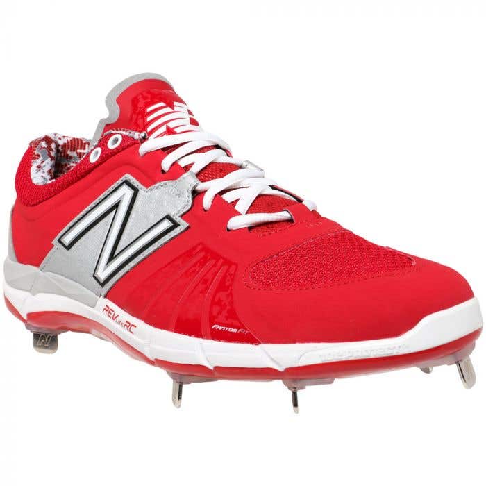 new balance metal cleats red