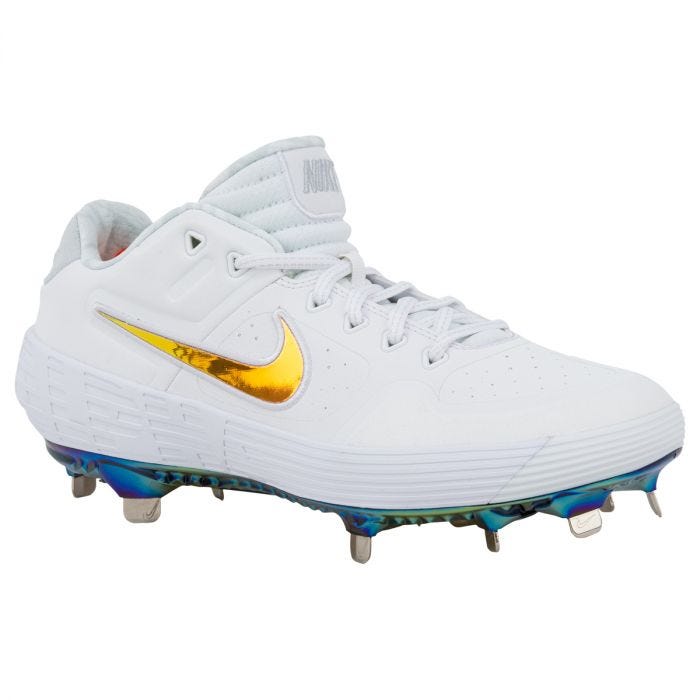 Alpha huarache elite 2 men's 2025 low metal baseball cleats - white/multi-color