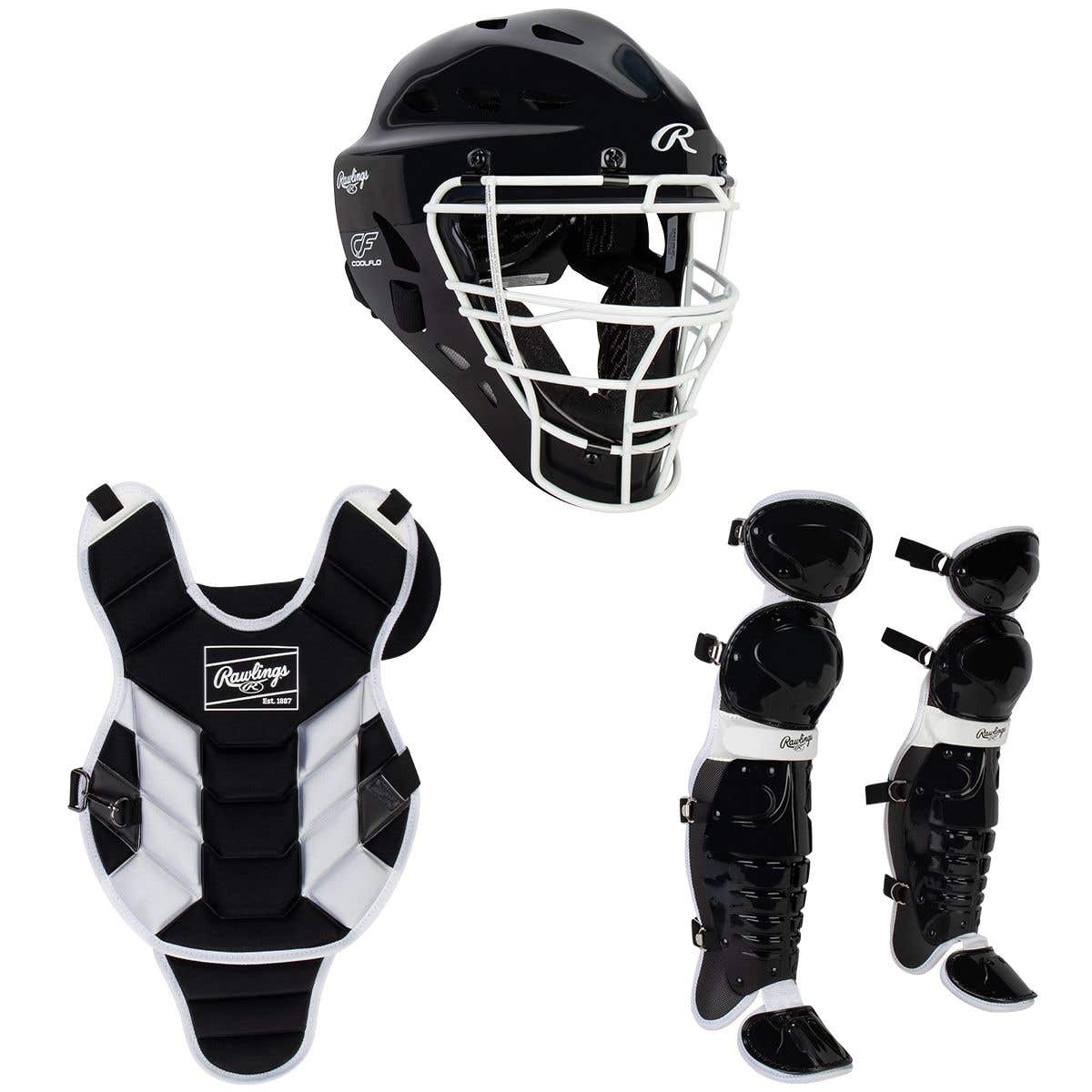 Lot De 4 Protège-poitrine Catcher Rawlings Players Series Junior – Noir, 9 Ans Et Moins