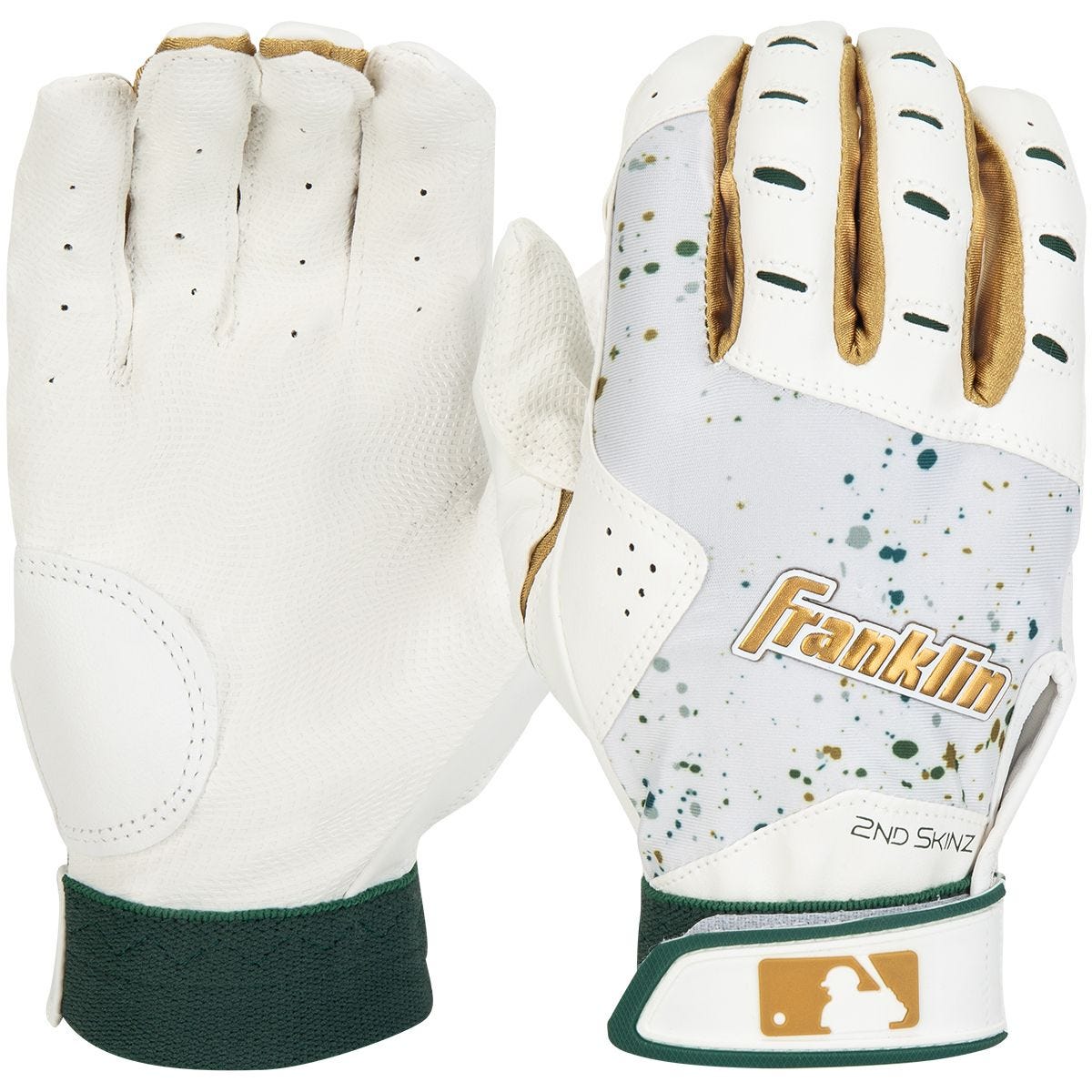 Franklin Adult 2nd Skinz Drip Batting Gloves Men s XL White Forest Green
