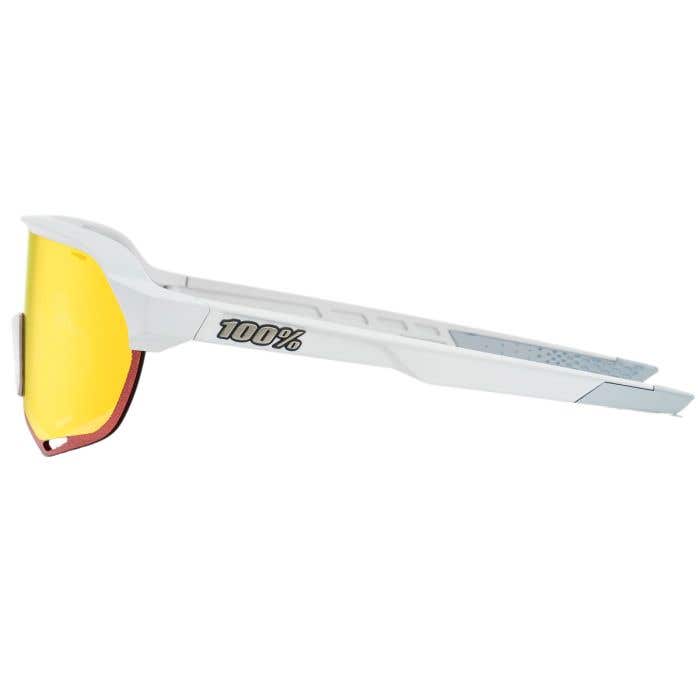 100% S2 Soft Tact White Adult Sunglasses w/ Hiper Red Multilayer