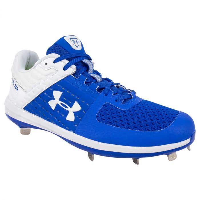 Under Armour Men's Yard Low St Metal Baseball Cleats Royal/White 7.5
