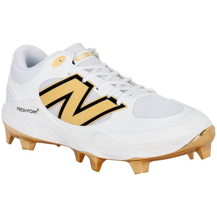 New Balance Men s Fresh Foam 3000 V7 Molded Baseball Cleat PL3000L7 White Metallic Gold 7
