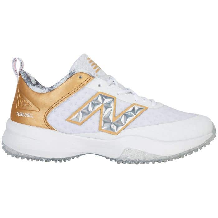リーチ New Balance トレーニングシューズ ホワイト/ゴールド New Balance 4040v8 Ring Season Men's Low Turf Shoes | BaseballMonkey