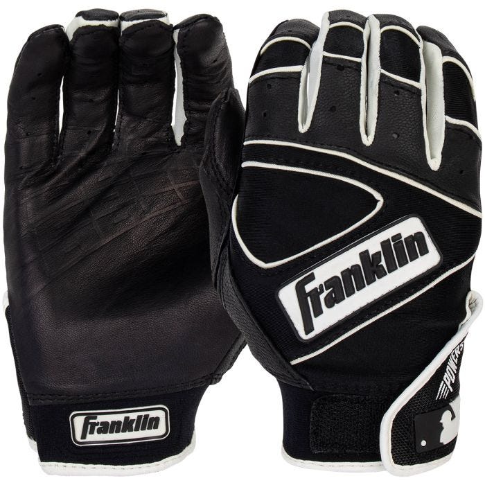 Franklin Youth Powerstrap Batting Gloves White Medium