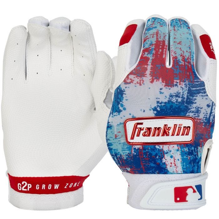Franklin Tee Ball Grow to Pro Youth Batting Gloves Black White Small