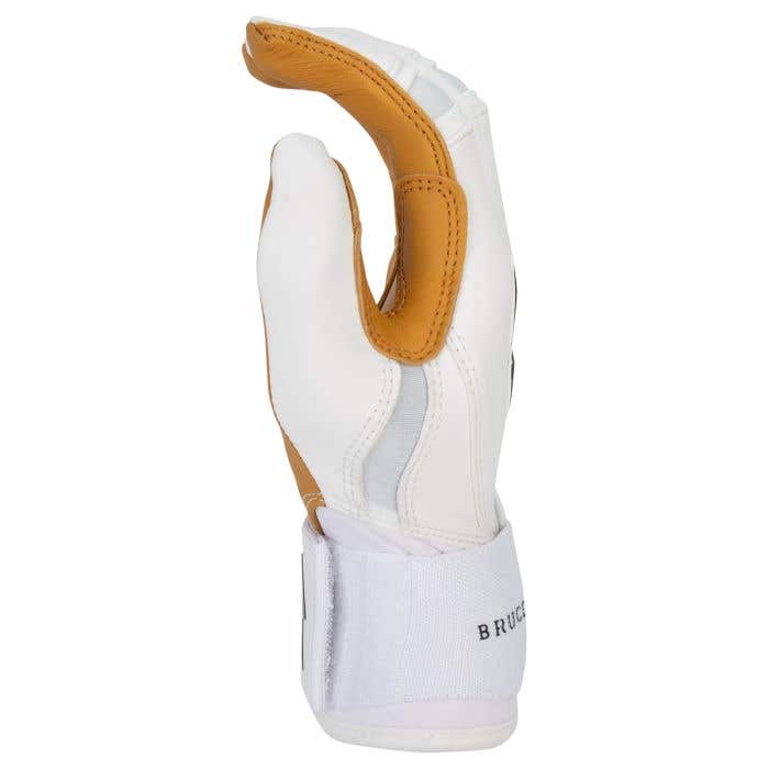 Gants De Frappe Baseball BRUCE BOLT Premium Pro Manchette Longue - Taille L, Cuir, Blanc, 2025