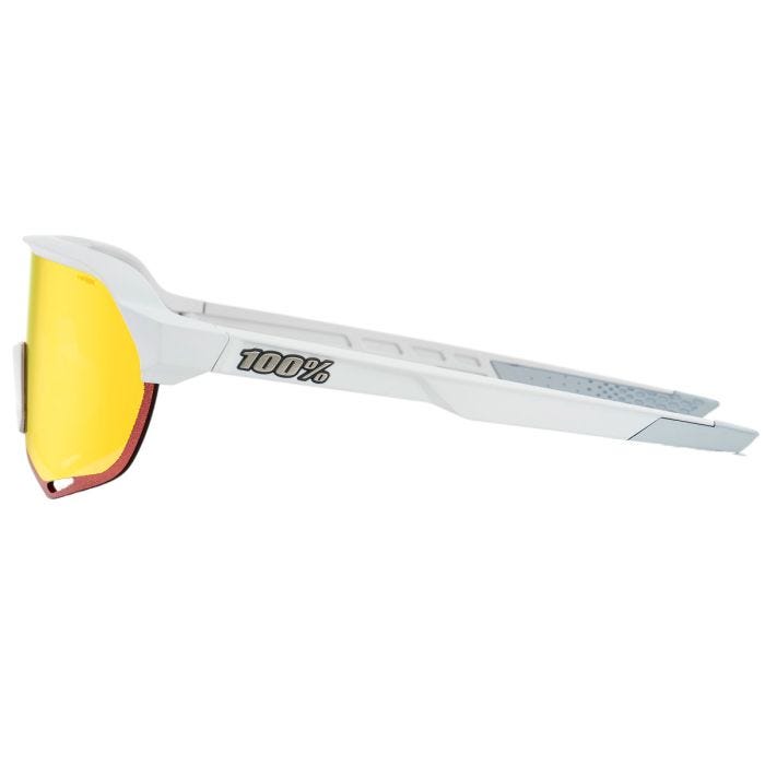 100% S2 Soft Tact White Adult Sunglasses w/ Hiper Red